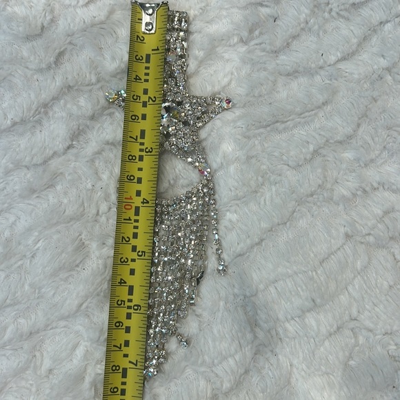 Vintage Silver sheriff Star pendant with Cascading Crystals scarf clip one size - Picture 10 of 11